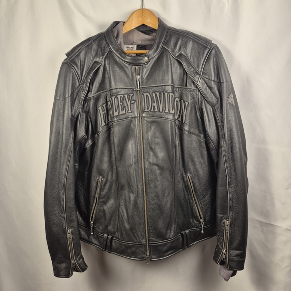 Harley-Davidson Jackets & Blazers - Harley Davidson Willie G Reflective Skull Leather Motorcycle Jacket  Size 2W/2XL